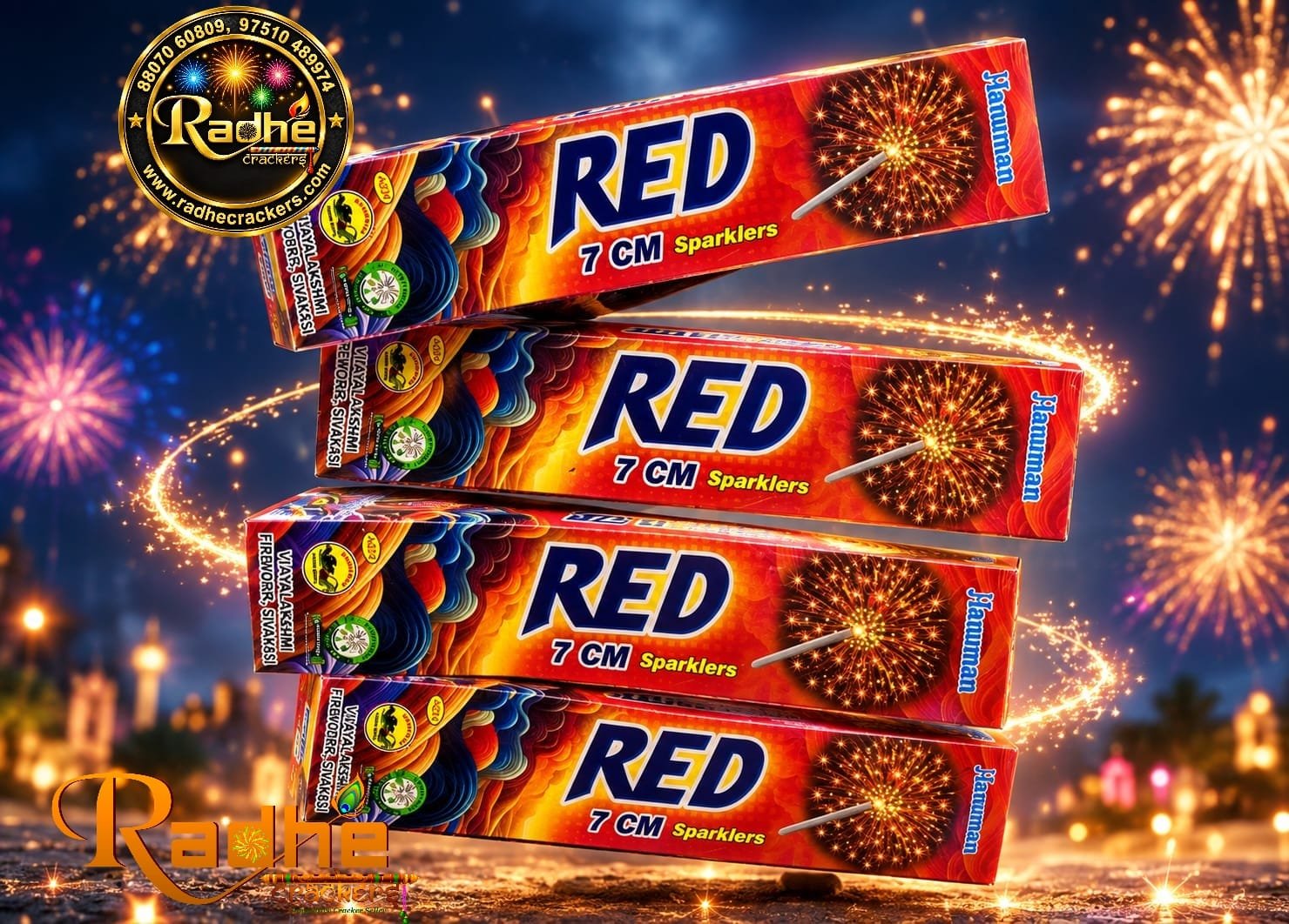7 cm Red Sparkles